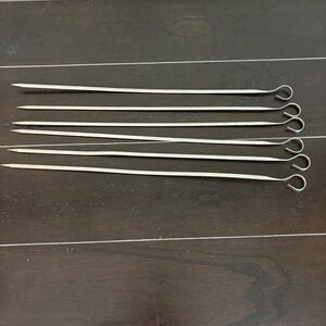 Inox France Stainless Steel 14 Inch Flat Grilling‎ Skewers Set of 6 Loop Handle